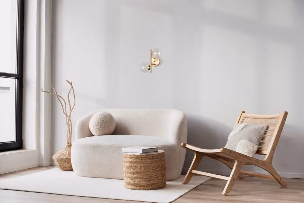 Netlighting Toledo Globe Wall Lights in Gold/Brass with Transparent Glass Spheres and 2xG9 Sockets – 2