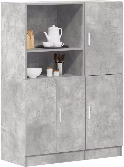 Berkfield Home 2 Piece Wall Mounted Kitchen Cabinet Set in Matt Grey Engineered Wood – 1