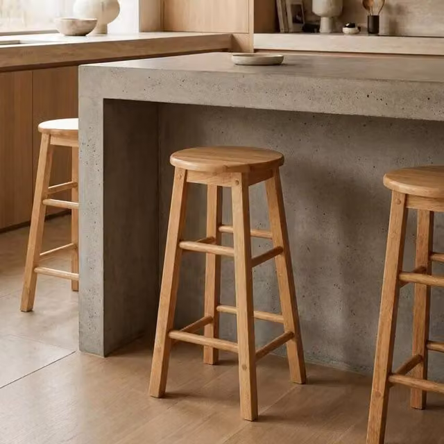 Orsina Maison by Premier Natural Tropical Hevea Wood Bar Stool in Brown and Gold – 2