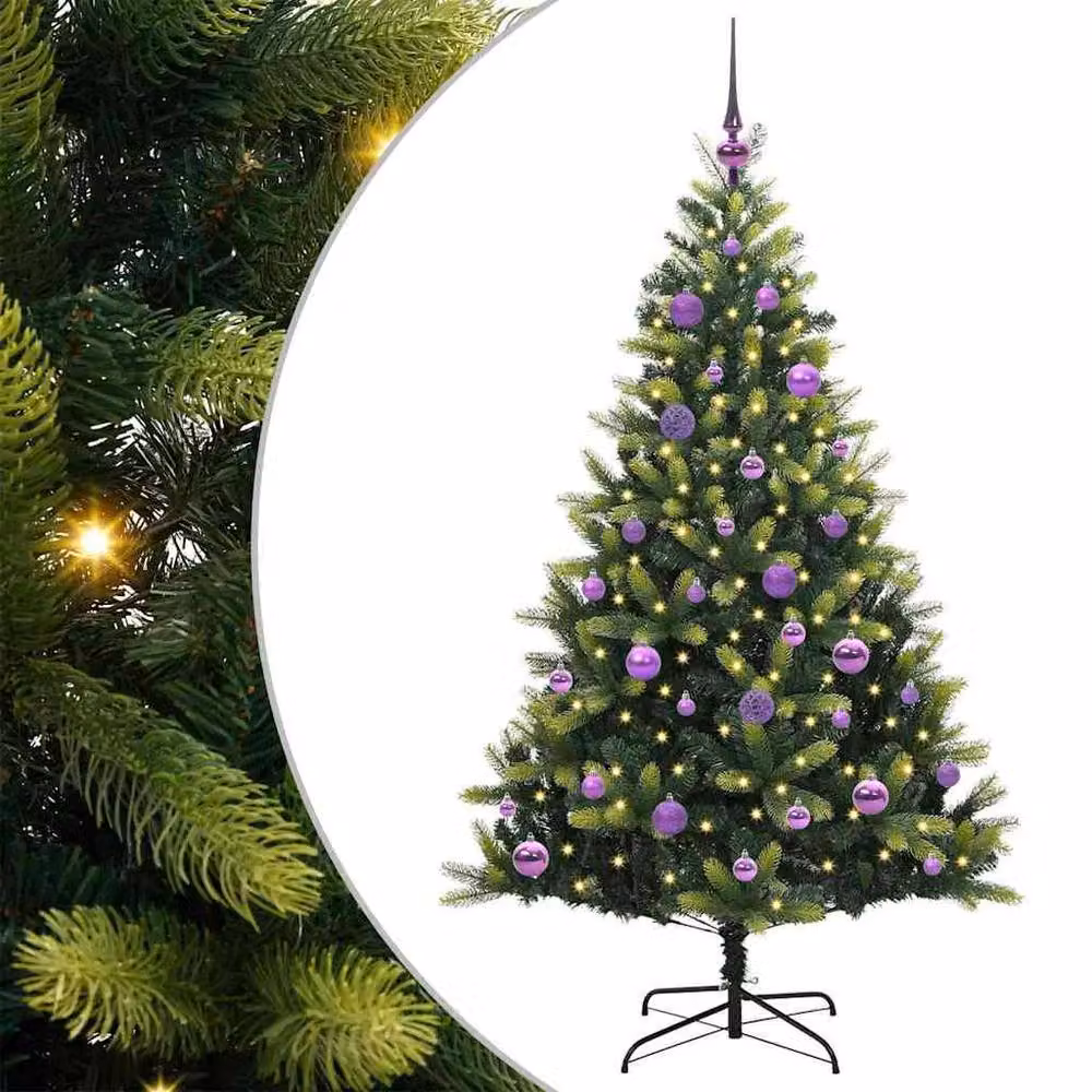 Berkfield Home Artificial Hinged Green Christmas Tree with 150 LEDs, Height: 150 cm – 2