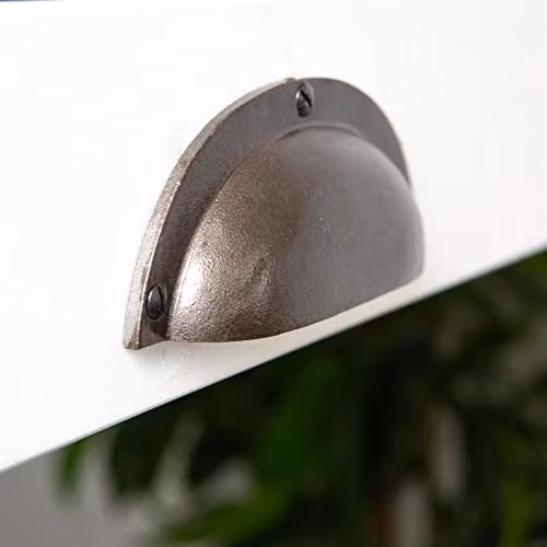 Hammer & Tongs Matt Black Iron Curved Cabinet Drawer Pull, Pack of 2 – 7