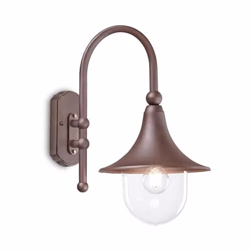 Netlighting Cima Outdoor Dome Wall Lantern in Brown with Transparent Glass, IP43, E27