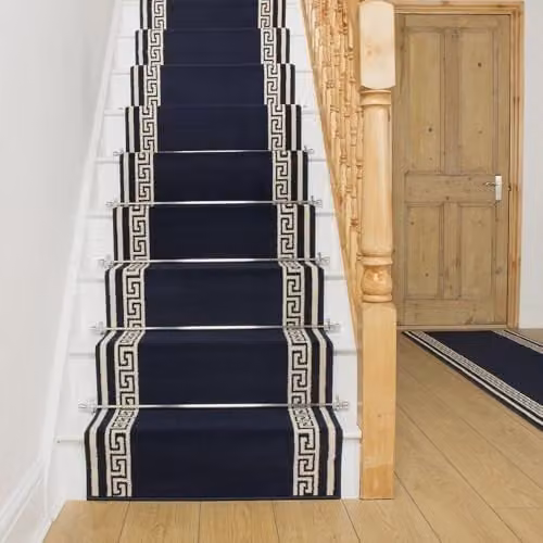 runrug Soft and Comfortable Stair Runner in Blue, W: 100 cm, L: 480 cm