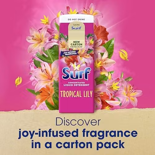 Surf Tropical Lily Laundry Washing Liquid Detergent with Natural Essential Oils, 648 ml – 2