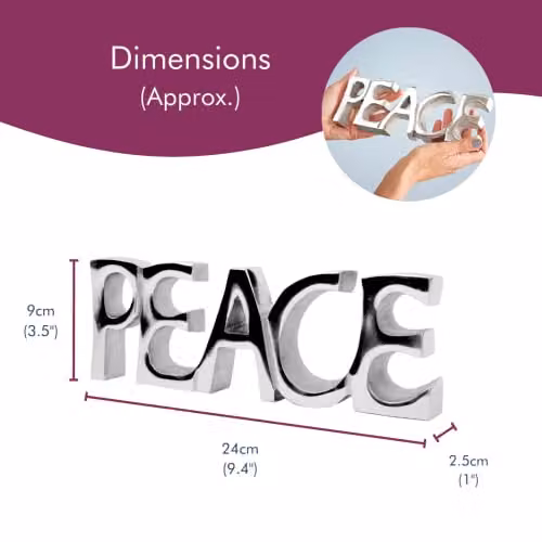 Paper High Recycled Metal Peace Sign in Silver, W/H: 24 x 9 cm – 3