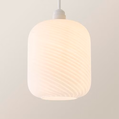 ValueLights Emery Oval Swirl Glass Easy Fit Ceiling Lamp Shade with LED Bulb in White – 1