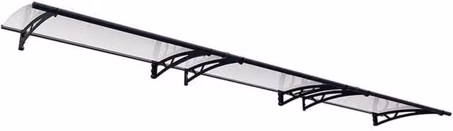 Palram Altair Door Awning Canopy 4500 in Grey and Black with Clear Acrylic Fabric and Galvanised Steel, Length: 453.5 cm – 1