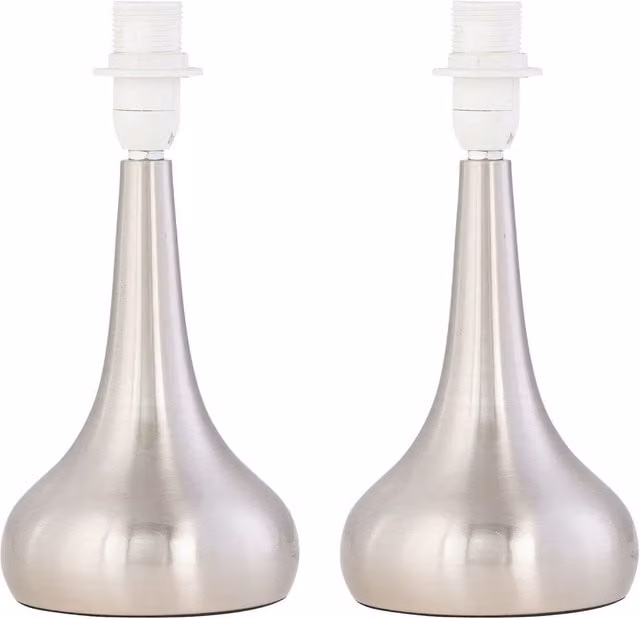 First Choice Lighting Romana Set of 2 Touch Operated Table Lamp Bases in Brushed Chrome Silver, Diameter: 23 cm – 1