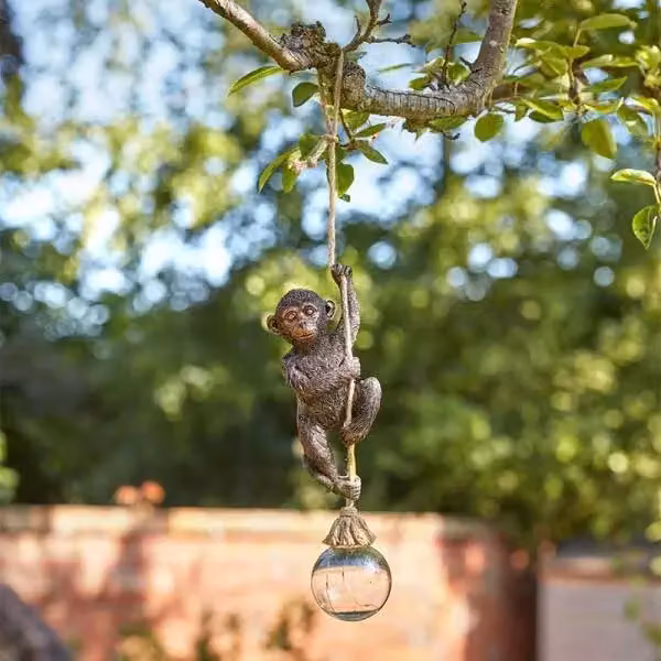 Marco Paul Bronze Monkey Hanging Solar Powered Garden Ornament, Height: 34 cm – 2