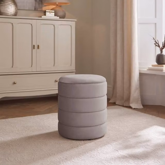 GFW Klara Grey Velvet Storage Stool – 1