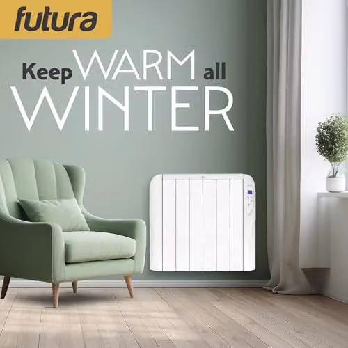 Futura 1500W White Wall Mounted Convector Electric Panel Heater with Timer and Frost Protection – 8