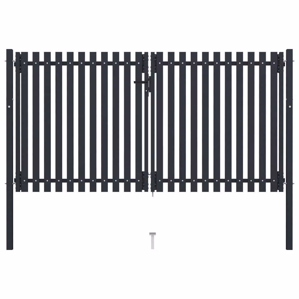 Berkfield Home Steel Double Door Fence Gate in Anthracite Grey, W: 306 cm, H: 220 cm – 2