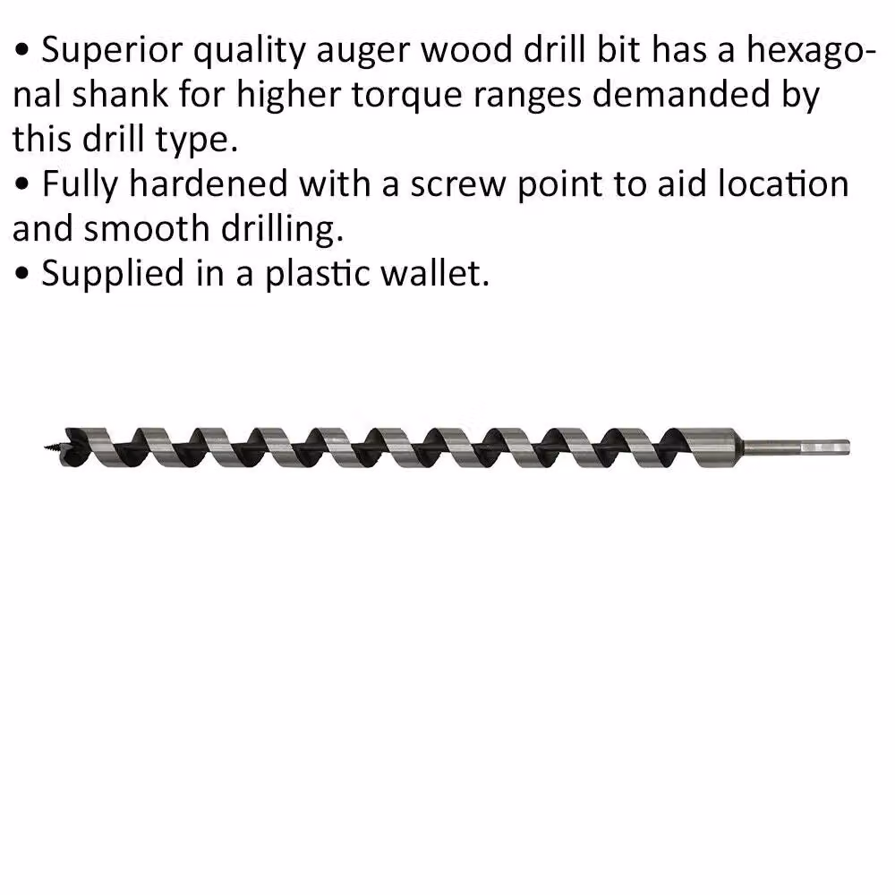 Loops Silver Hardened Auger Wood Drill Bit with Hexagonal Shank, Diameter: 30 mm, Length: 600 mm – 2