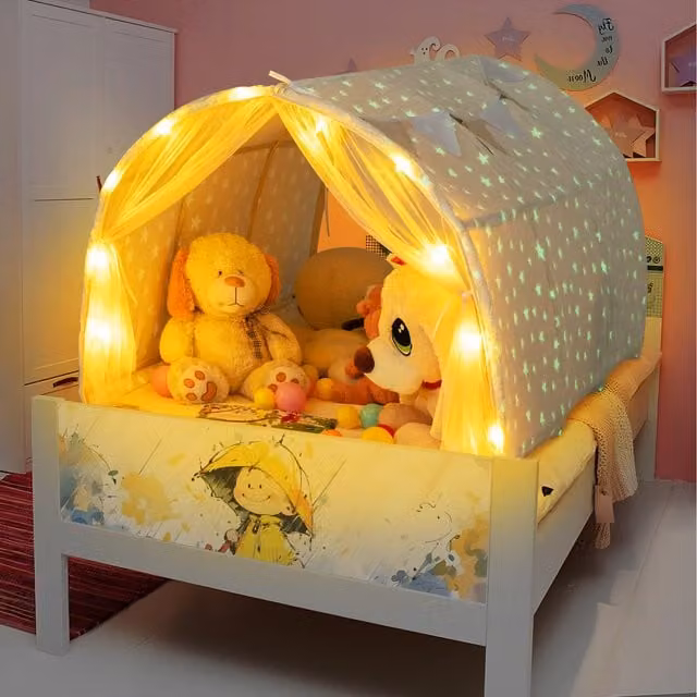 COSTWAY Kids Sleeping Canopy Play Tent in White