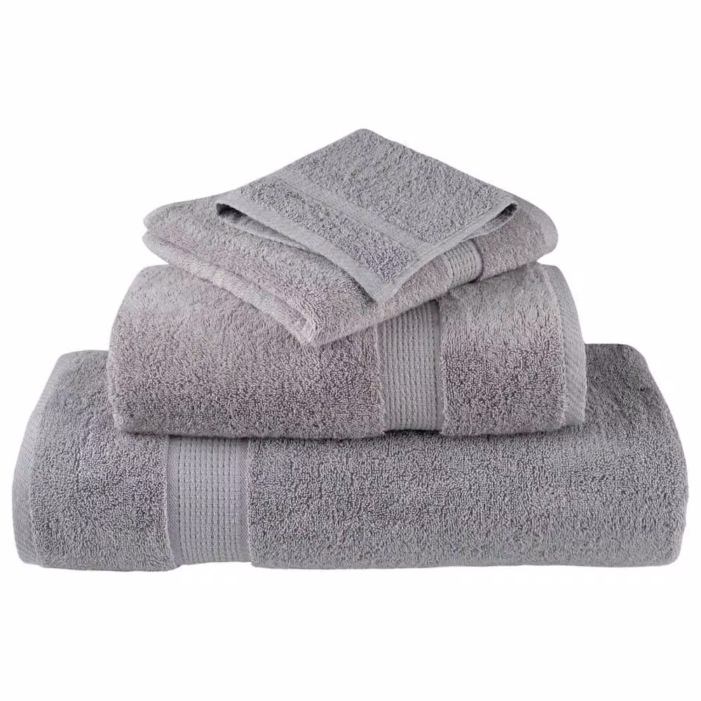 Berkfield Home SOLUND Premium Cotton Terry Hand Towels, Grey, 4 Pack, W: 50 cm, L: 100 cm, 600gsm – 4