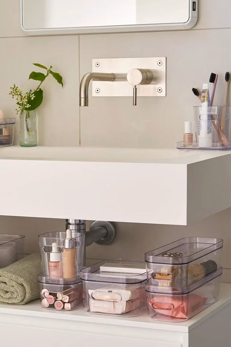 SmartStore BPA Free Stackable Transparent Plastic Storage Bin Containers with Compact Clear Lids