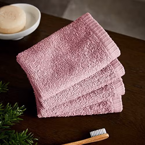 Catherine Lansfield Quick Dry Fluffy Cotton Face Cloths, 4 Pack, Pink – 1