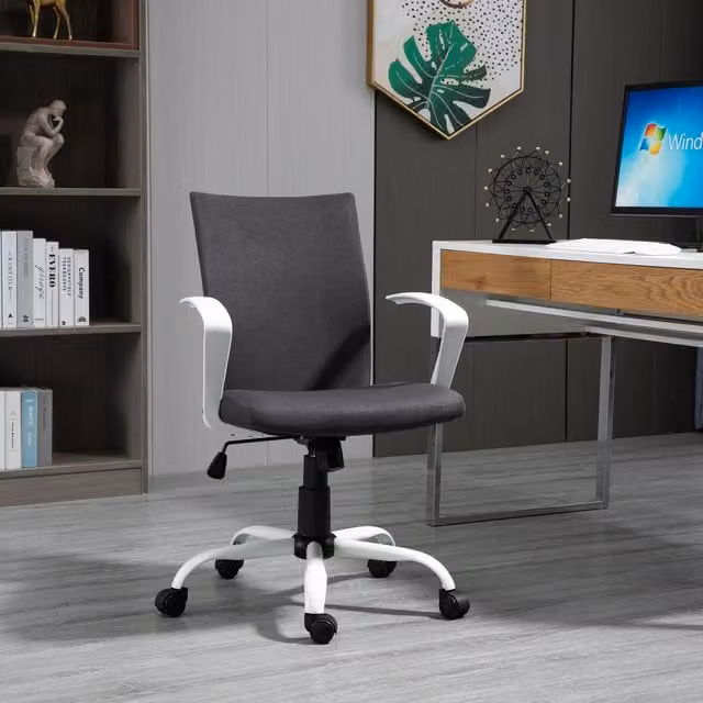 Vinsetto Modern Fabric Task Chair with Armrests in Dark Grey
