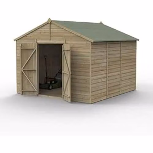 Forest Garden Classic Gable Wooden Shed with Double Doors and Window in Green or Brown – 2