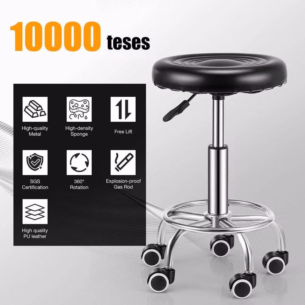 EONLION Black Synthetic Leather Modern Kitchen Bar Stool with Castors – 4