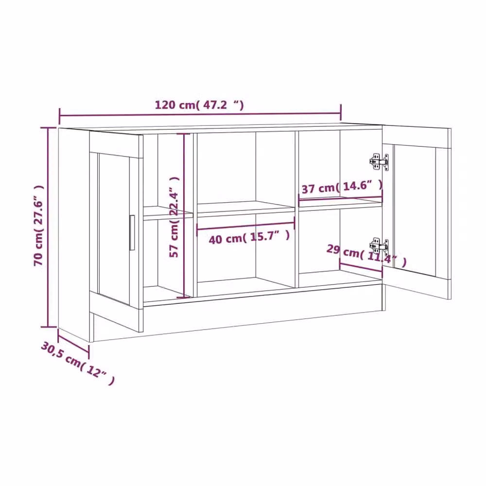Berkfield Home Modern Brown Oak Sideboard, W/D/H: 120 x 30.5 x 70 cm – 5