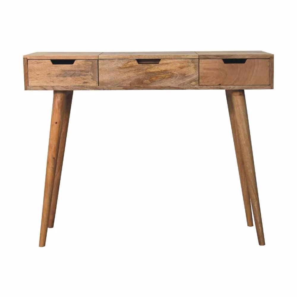 Wyld Haus Saint Paul de Vence Oak and Mango Wood Dressing Table in Brown, W/D/H: 100 x 40 x 78 cm – 2