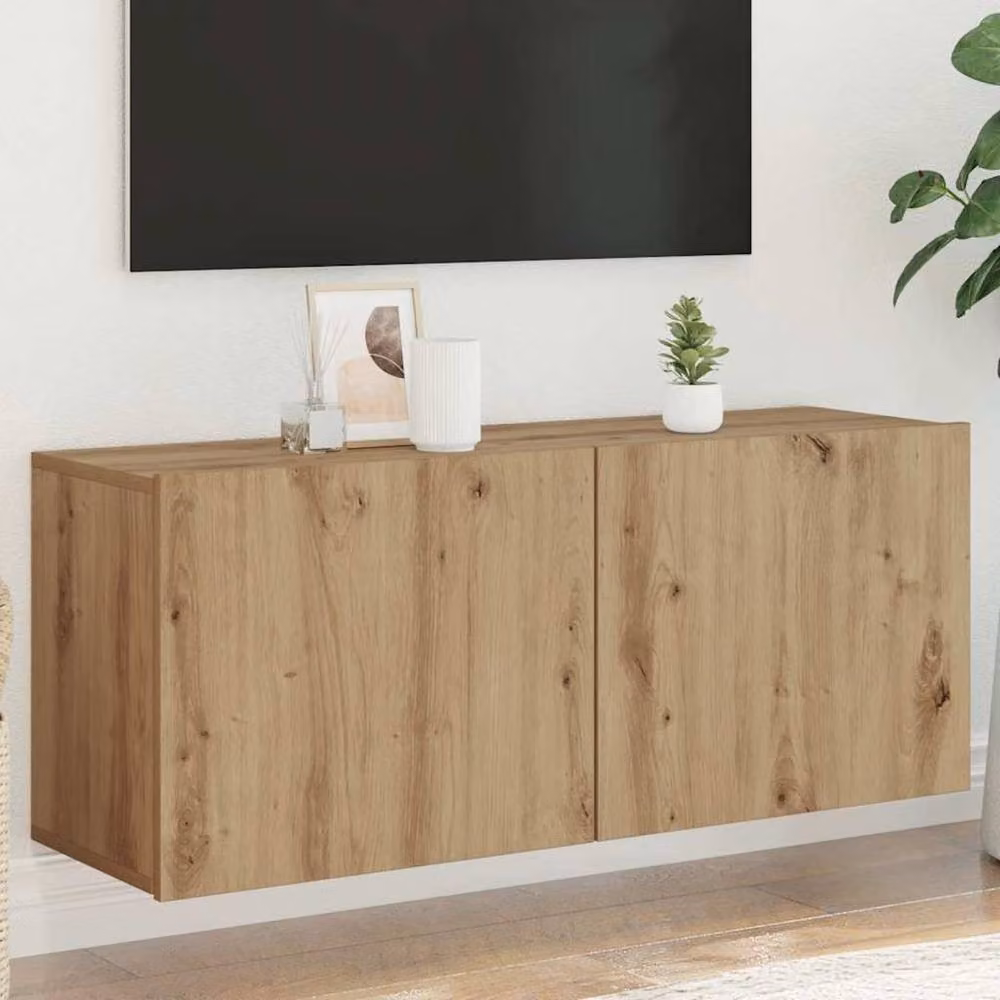 Berkfield Home Artisan Oak Wall-mounted TV Cabinet in Brown, W/D/H: 100 x 30 x 41 cm – 2