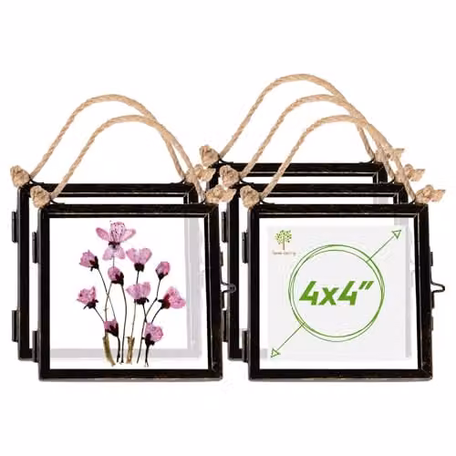 Nicola Spring Set of 5 Black Metal and Glass Hanging Square Photo Frames, 4 x 4 Inch – 1