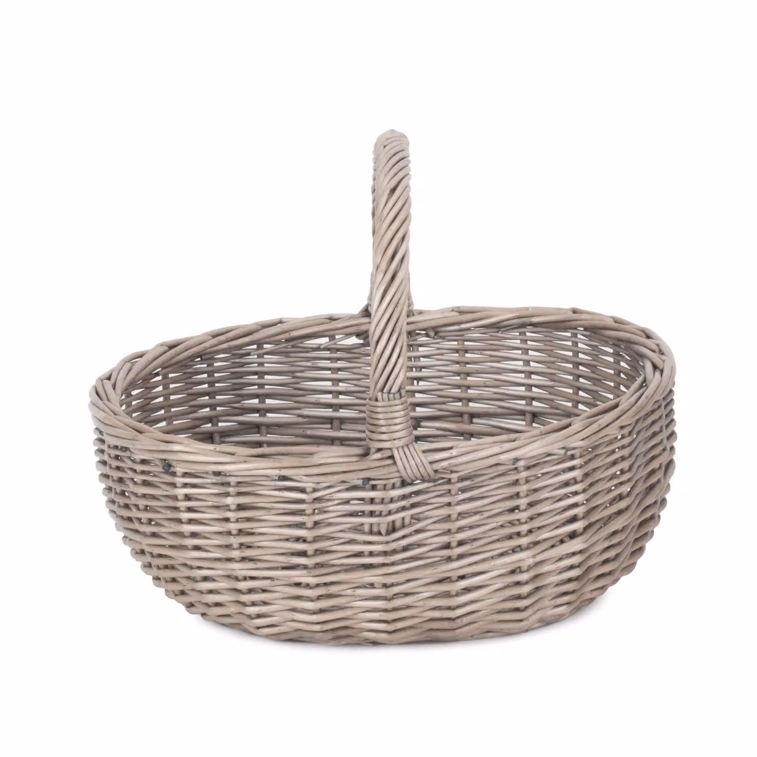Red Hamper Antique Wash Wooden Freestanding Shopping Basket in Grey, Large – 1