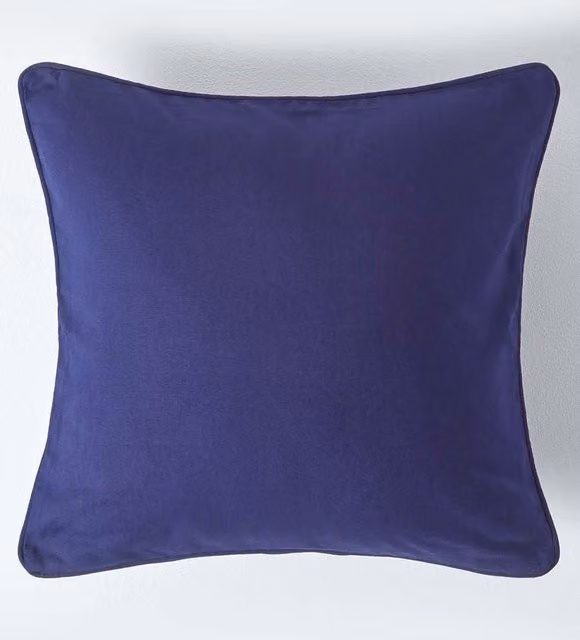 Homescapes Plain Navy Cotton Square Cushion Cover, W/D/H: 30 x 30 x 30 cm