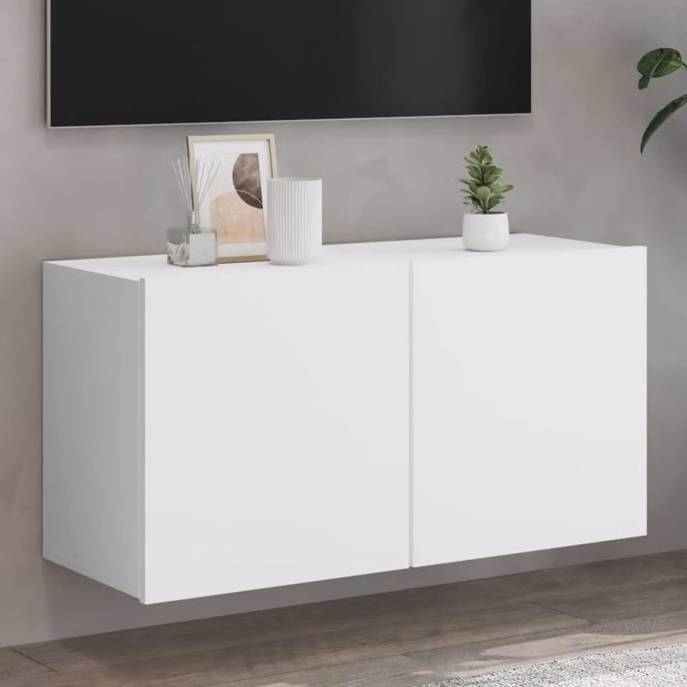 Berkfield Home Wall-mounted TV Cabinet in White, W/D/H: 80 x 30 x 41 cm – 2