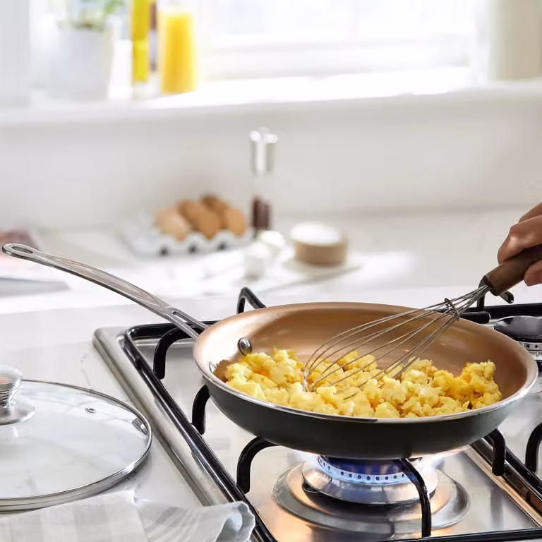 mysmartbuy Multicolour Ceramic Non-Stick Frying Pan with Glass Lid, Oven and Dishwasher Safe