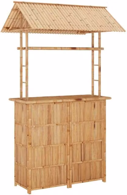Berkfield Home Brown Bamboo Garden Table and 3 Chairs Set – 1