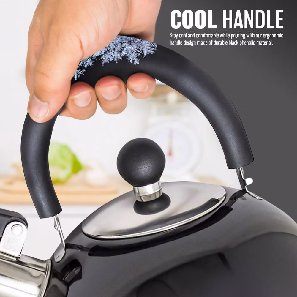 BARGAINS-GALORE 2.5l Stainless Steel Whistling Kettle with Black Phenolic Handle – 4