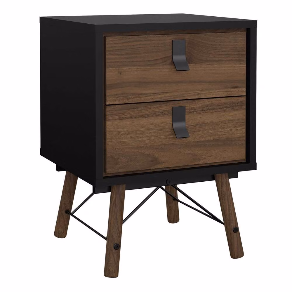 Wyld Haus Juno 2 Drawer Bedside Cabinet in Black and Walnut – 2