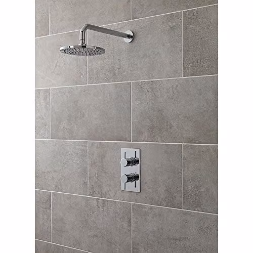Nuie Ultra Round Wall Mounted Rain Overhead Shower Head in Chrome with Easy Clean Nozzles – 2