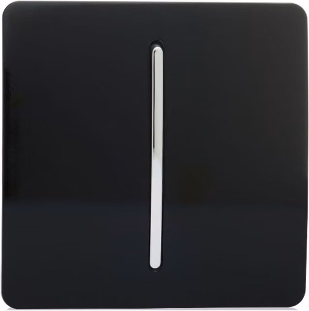 Trendi Switch 1 Gang Retractive Home Automation Mains Switch in Piano Black