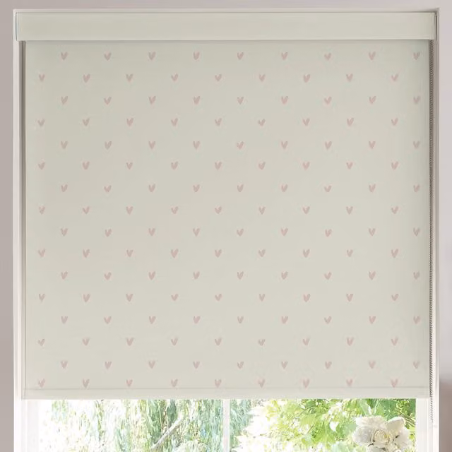 Sophie Allport Hearts Made to Measure Blackout Roller Blind in Blush Pink