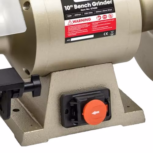 SIP 10 inch Electric Benchtop Bench Grinder, 750W, 230V, 2980RPM, Beige, with 250 x 25.4 mm Coarse and Fine Grit Wheels – 4