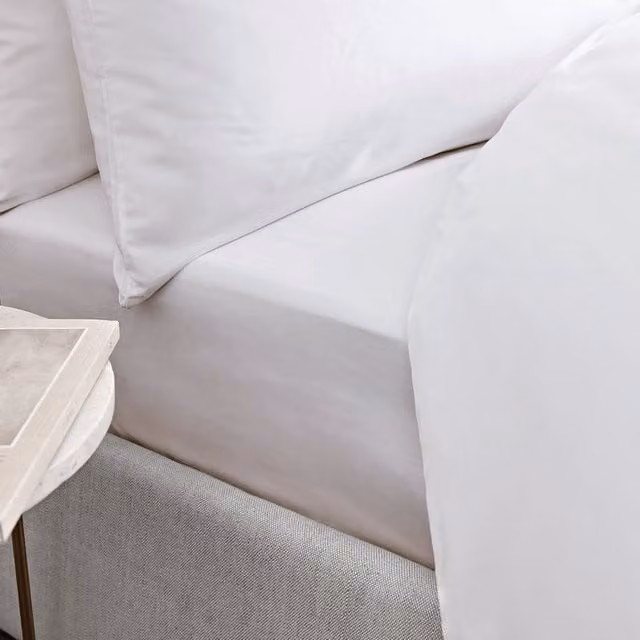 Bianca 400 Thread Count Mako Satin Cotton Fitted Sheet White W/D/H: 180 x 200 x 36 cm – 1