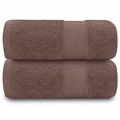 Gaveno Cavailia Pack of 2 Striped Cotton Bath Sheets, 700 GSM, Brown