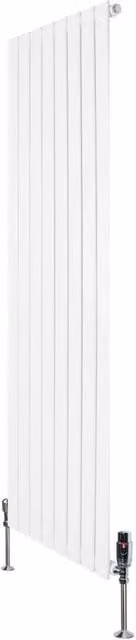 Monstershop White Steel Flat Single Column Radiator with Integrated Valves and Thermostat Head, H: 160 cm, W: 56 cm
