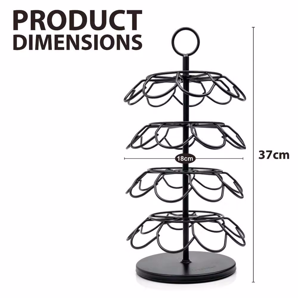 VOGREX Rotating 36 Coffee Capsule Holder in Black Metal, W/D/H: 37.0 x 18.0 x 1.0 cm – 6