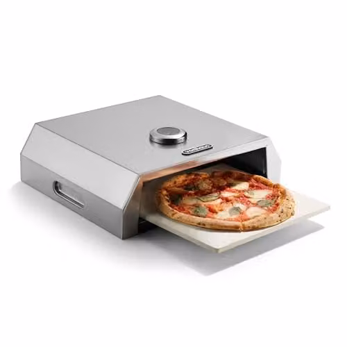 VonHaus Portable Outdoor BBQ Pizza Oven in Silver with Stainless Steel Finish, Thermometer and Pizza Stone, W/D/H: 41.5 x 35.5 x 40 cm – 1