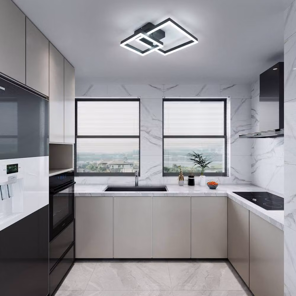 COMELY Modern Square LED Ceiling Light, 36W, 6500K Cool White, Black – 3