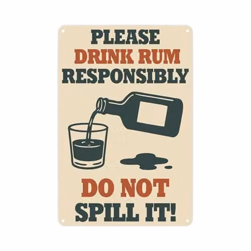 Purely Home Please Drink Rum Responsibly Metal Bar Sign, Multicolour and Beige, H 28.3 cm x W 19.7 cm – 1