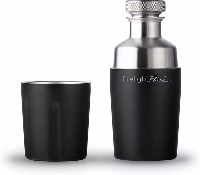 High Camp Firelight 375 Flask, Black, 375ml Vacuum Insulated Stainless Steel Whiskey Flask