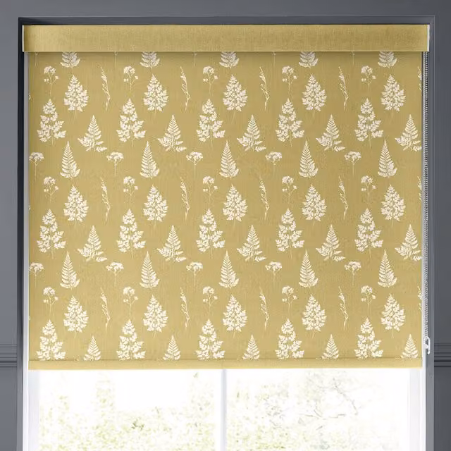 Emily Bond Pollen Made to Measure Blackout Roller Blind in Yellow Floral Polyester