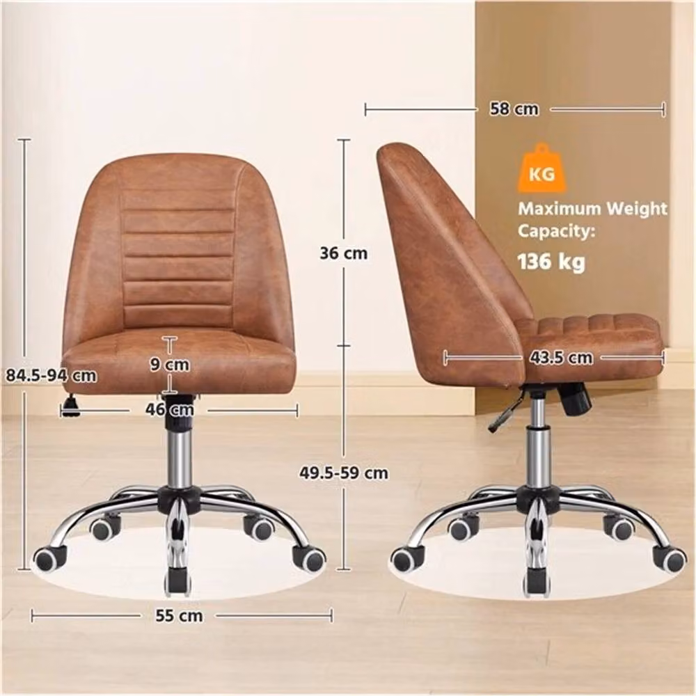 Havendro Brown Faux Leather Mid Back Armless Office Task Chair – 2