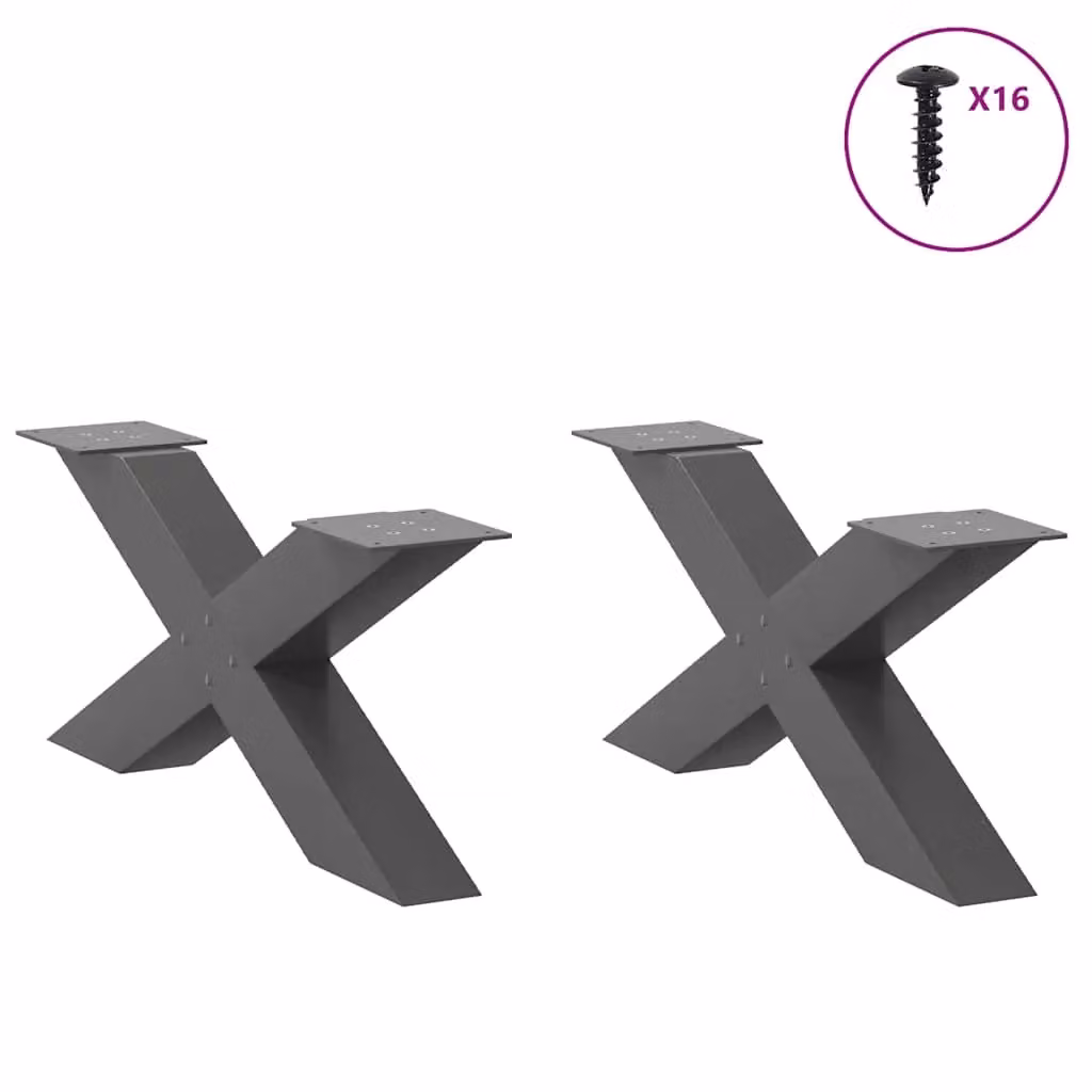 Berkfield Home X-Shaped Coffee Table Legs, 2 Piece Anthracite Steel Set, H: 70 cm, W: 30.5 cm – 2